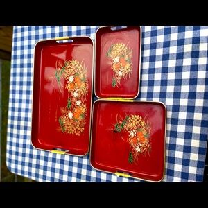 3 multi sized lacquer vintage TOYO trays